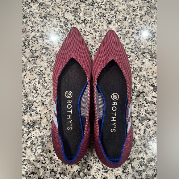 EUC, Rothy’s, Retired Magenta Racing Stripes, Point Toe Flats, Women’s Size 8 🤍 - Picture 10 of 10